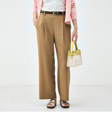 《セットアップ対応》ウォッシャブルイージーツイルセミワイドパンツ