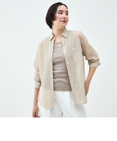 ウォッシャブルシアーオーガンジー2WAYシャツ