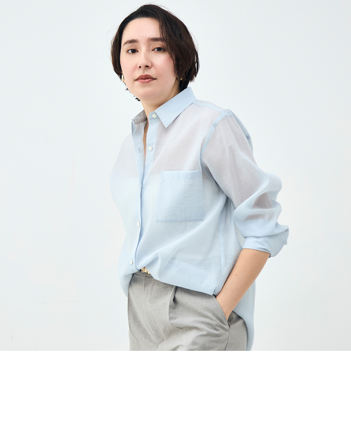 ウォッシャブルシアーオーガンジー2WAYシャツ
