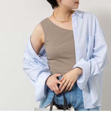 ウォッシャブルカップ付ワンショルタンクトップ