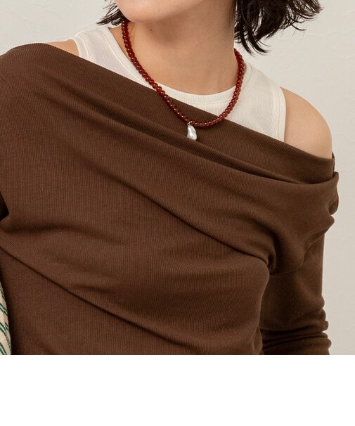 【MAQWEL/マクウェル】パールトップビーズネックレス