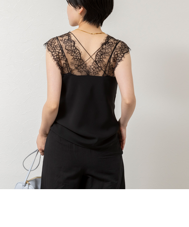 ウォッシャブルVIN-SATIN WITH LACE CAMI
