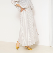 《セットアップ対応》ウォッシャブルストライプフレアスカート