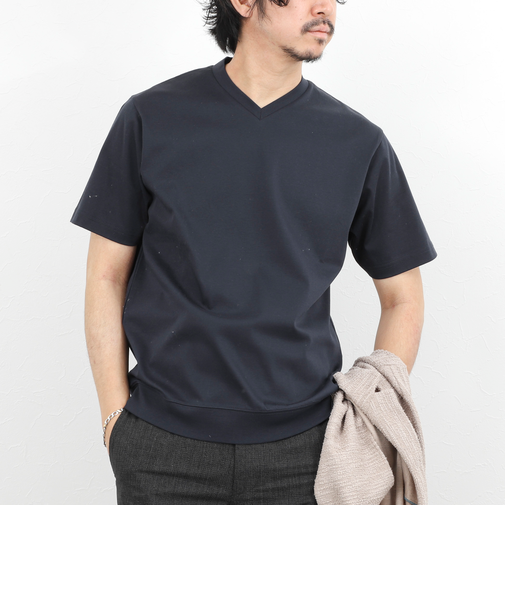 《ビジカジ対応》シルケットスムース VネックドレスTシャツ 26SS