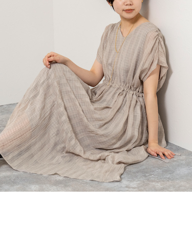 【WEB限定】ウォッシャブルシアーチェックワンピース