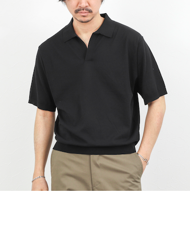 強撚シルクコットン 成型スキッパーニットポロ 26SS / ウォッシャブル