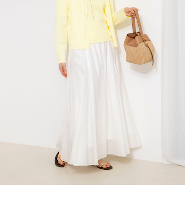 ウォッシャブルシアーボリュームフレアロングスカート