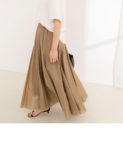 ウォッシャブルシアーボリュームフレアロングスカート