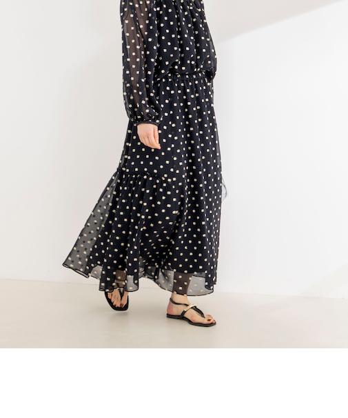 《セットアップ対応》ラメカットジャガードフレアスカート