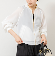 ウォッシャブルカラミメッシュジップアップブルゾン