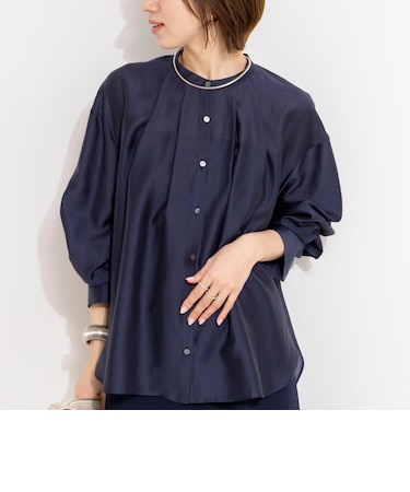 ウォッシャブルサイドボタンシアーブラウス