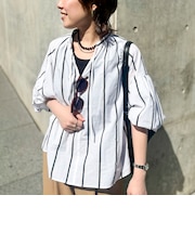 ウォッシャブルドビーストライプブラウス
