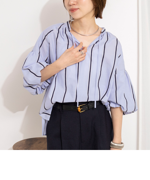 ウォッシャブルドビーストライプブラウス