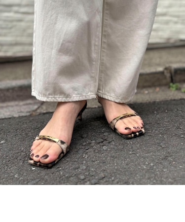 NOLLEYS メタルバーレオパードサンダル