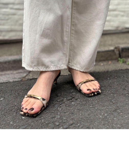 NOLLEYS メタルバーレオパードサンダル