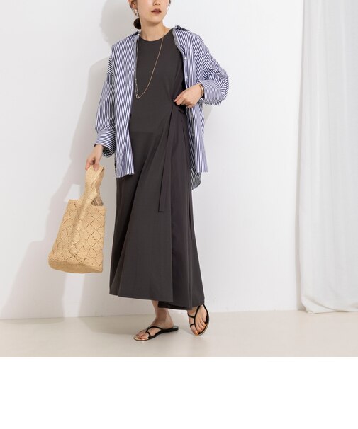 ウォッシャブル布帛切り替えワンピース