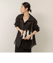 【MAQWEL/マクウェル】ウォッシャブルオープンカラーシアーブラウス