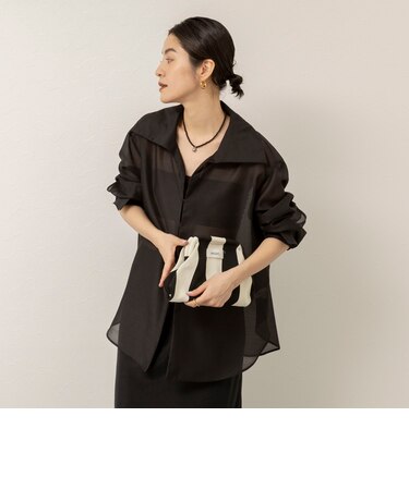 【MAQWEL/マクウェル】ウォッシャブルオープンカラーシアーブラウス