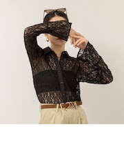 【MAQWEL/マクウェル】ウォッシャブルストレッチレースシャツ