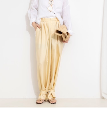 【一部店舗＆WEB限定カラー】ウォッシャブル高機能サテン裾タブ付きパンツ