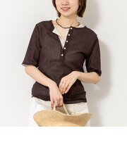 ウォッシャブルコットンチュールバックヘンリー2WAYプルオーバー