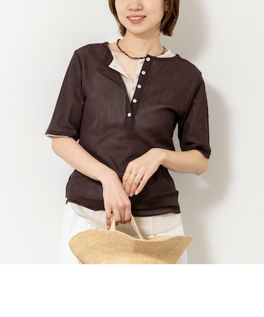 ウォッシャブルコットンチュールバックヘンリー2WAYプルオーバー