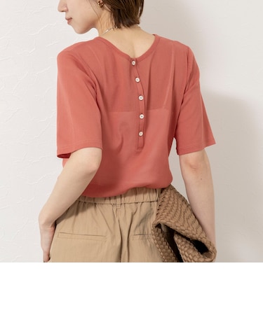 ウォッシャブルコットンチュールバックヘンリー2WAYプルオーバー