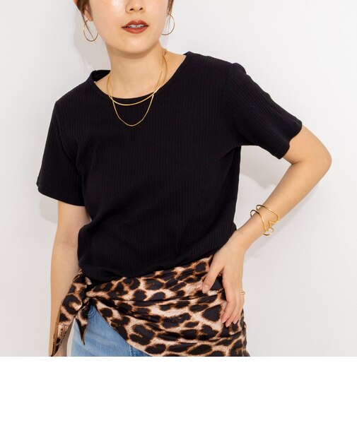 ウォッシャブルバックデザインリブTシャツ