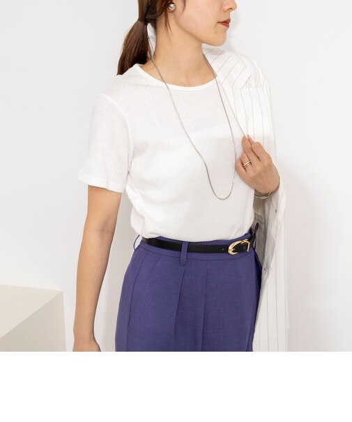 ウォッシャブルバックデザインリブＴシャツ