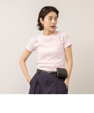 【MAQWEL/マクウェル】ウォッシャブルCOTTON RIB 半袖Tシャツ