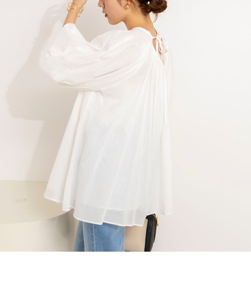 ウォッシャブルハンドスモックバルーン袖ブラウス