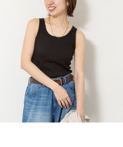 ウォッシャブルカップ付きリブタンクトップ
