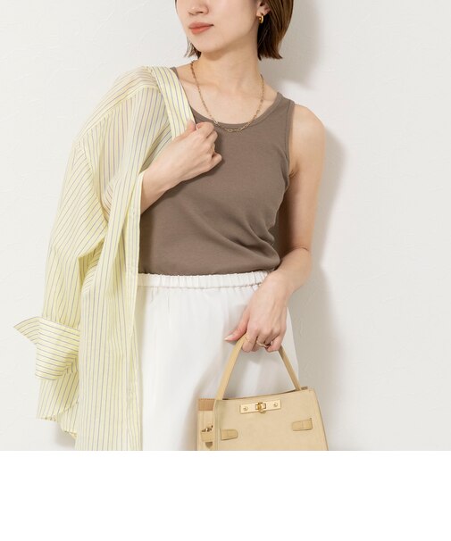 ウォッシャブルカップ付きリブタンクトップ