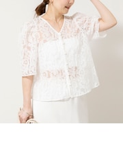 ウォッシャブルワッシャーオーガンジーカットジャガードブラウス