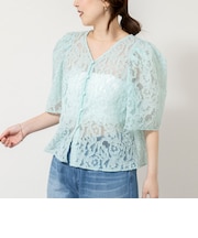 ウォッシャブルワッシャーオーガンジーカットジャガードブラウス