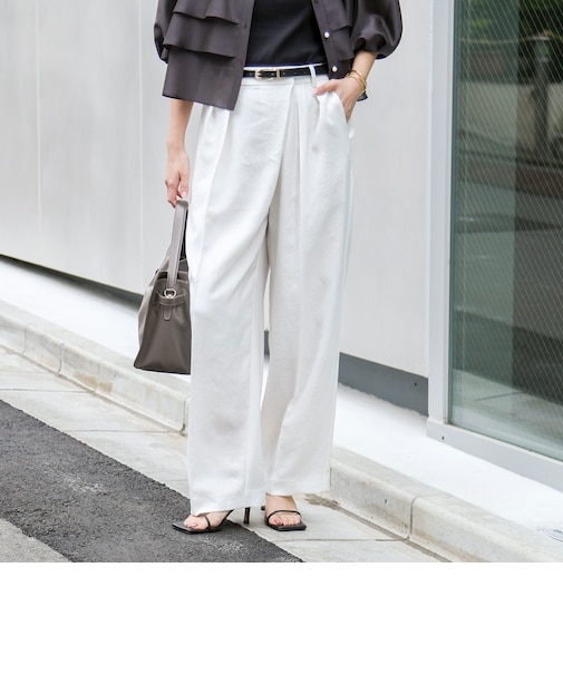 ウォッシャブルラップ風ワイドパンツ