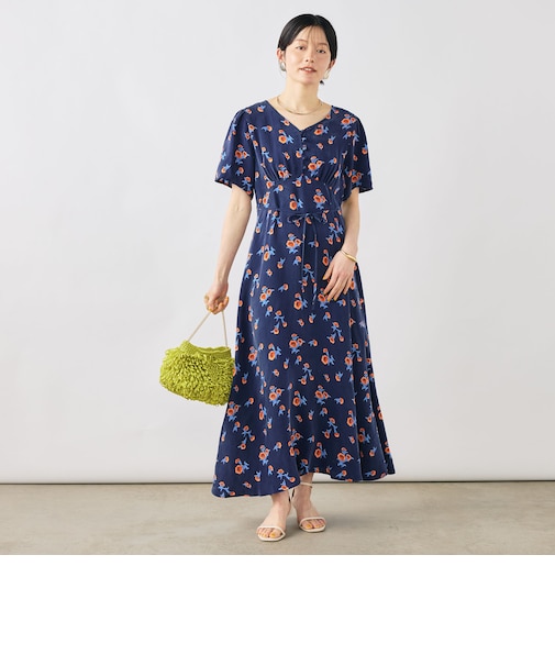 ウォッシャブルスカーレット柄ワンピース