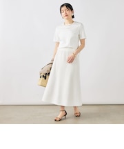 《手洗い可能/セットアップ対応》Aラインニットスカート