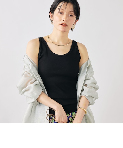 ウォッシャブルヴィンテージリブ2WAYタンク