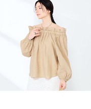 ウォッシャブルシアーシルクワッシャーオフショルブラウス