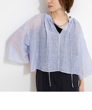 ウォッシャブルシアーリネンカールマイヤーショートブラウス