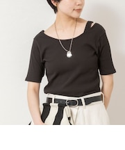 ウォッシャブルアシンメトリー2WAYリブTシャツ