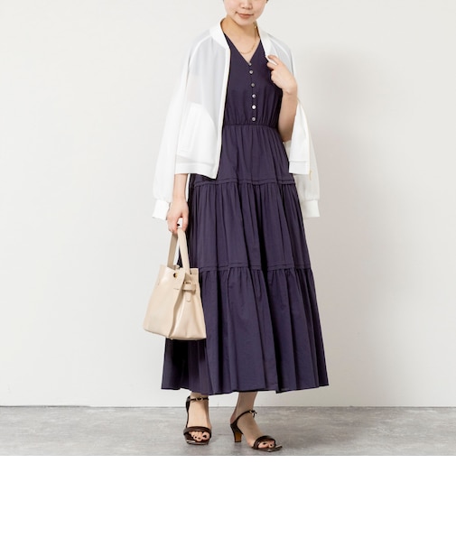 ウォッシャブルコットンティアードマキシワンピース