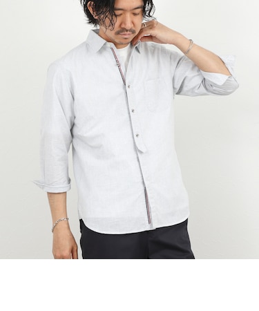 綿麻パラシュートボタン7分袖シャツ 26SS