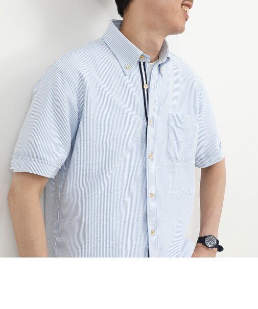 《ビジカジ対応》トリコットサッカーテープBD SS 半袖ボタンダウンシャツ 26SS