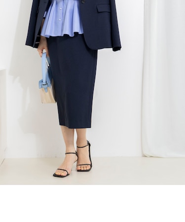 《セットアップ対応》ウォッシャブルストレッチツイルタイトスカート