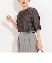 ウォッシャブルボリュームスリーブ2WAYシアーブラウス