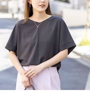 【WEB&一部店舗限定カラー】《セットアップ対応》ジョーゼットVネックプルオーバー