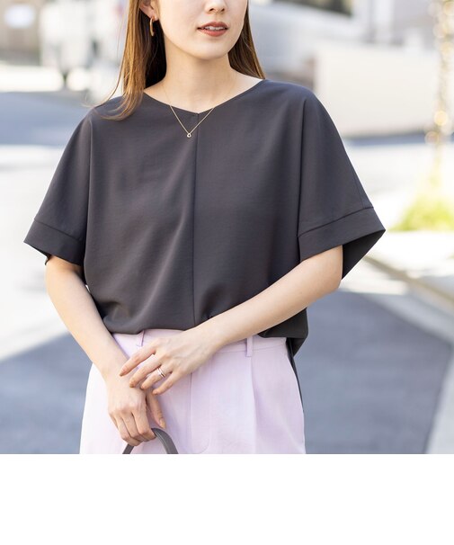 【WEB＆一部店舗限定カラー】《セットアップ対応》ジョーゼットＶネックプルオーバー