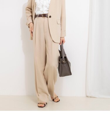 《セットアップ対応》ウォッシャブルストレッチツイル愛されセミワイドパンツ